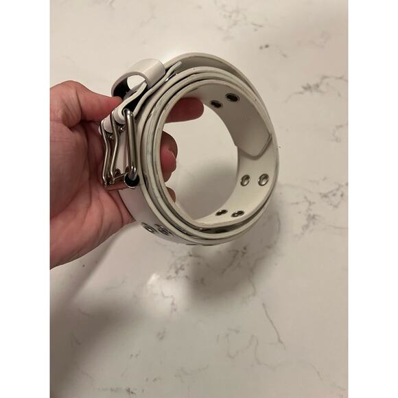 Vintage Gothic Y2K Emo Rivet Faux Leather White and silver Belt - Picture 4 of 11